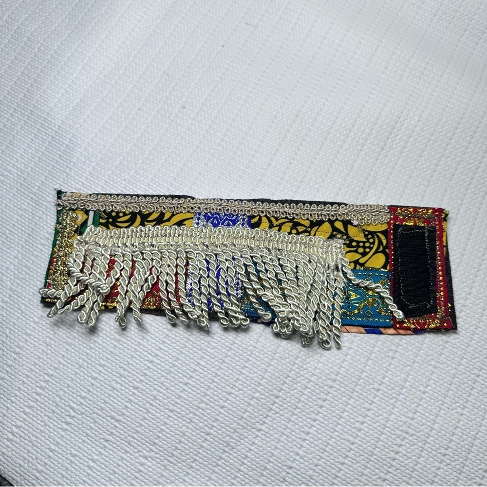 RUBYRUDI Cuff Bracelet Handcrafted OOAK Fabric Embellished Artisan Wearable Art - Picture 5 of 15